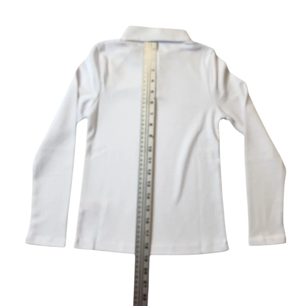 Justice‎ Girls White Long Sleeve Polo Shirt Uniform Size XS
